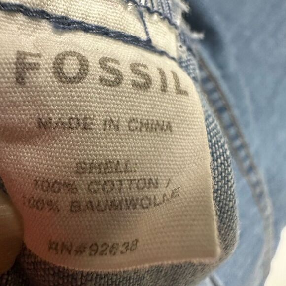 Fossil Mini Skirt Women's Sz 4 Button Front Side‎ Seam Pockets Light Denim - Picture 5 of 8